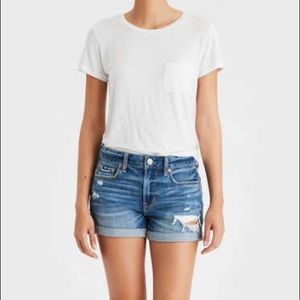 American eagle light wash stretch midi shorts